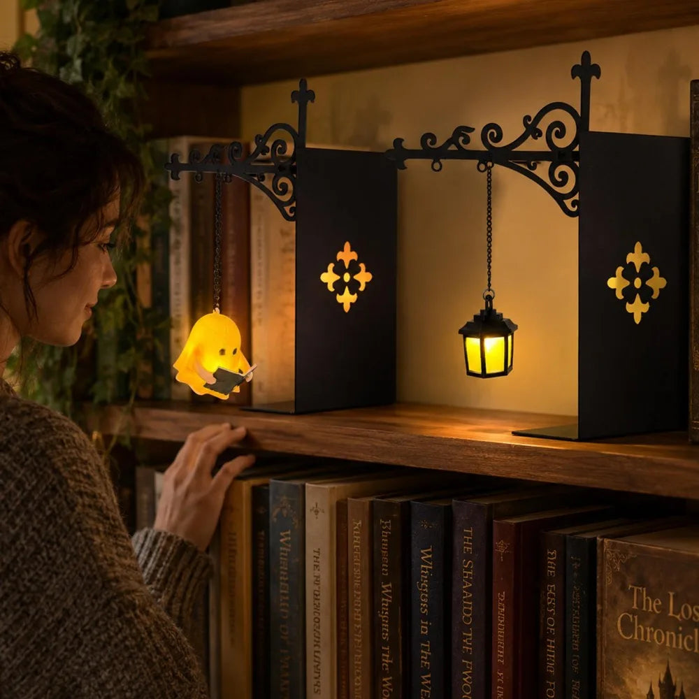Halloween Bookshelf Lantern Ghost Decor Light Portable Mini Library Lamp Hidden Book Gap Lighting Fixture Home Indoor Decoration Quake