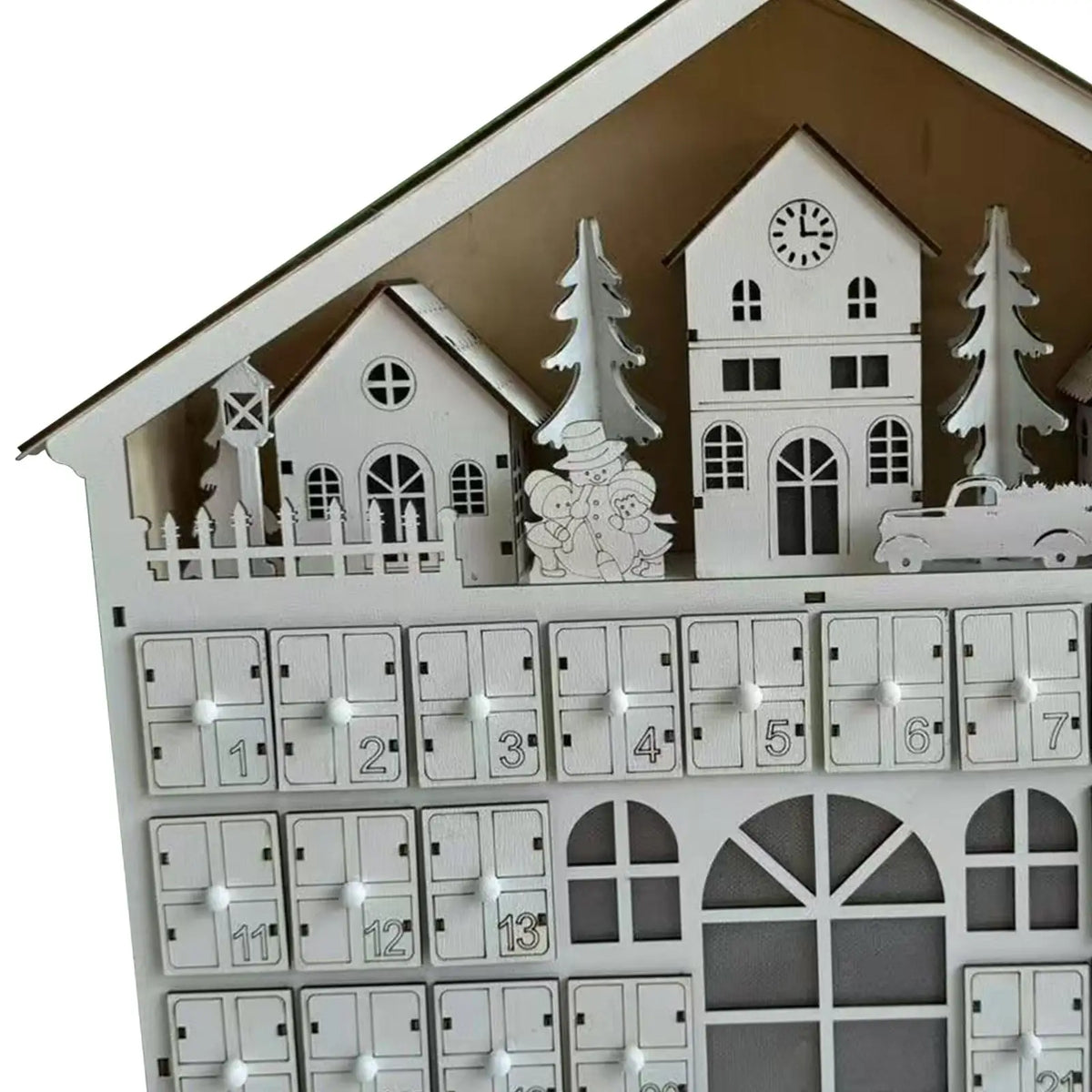 Christmas Advent Calendar Ornament LED Lights DIY Decor Wood Christmas Quake
