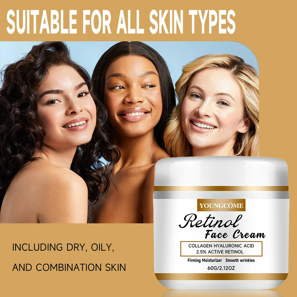 YOUNGCOME Retinol Collagen Face Cream Skincare Moisturizing Brightening Hydrating Smooth Wrinkles Firming Facial Face Skin Care Quake