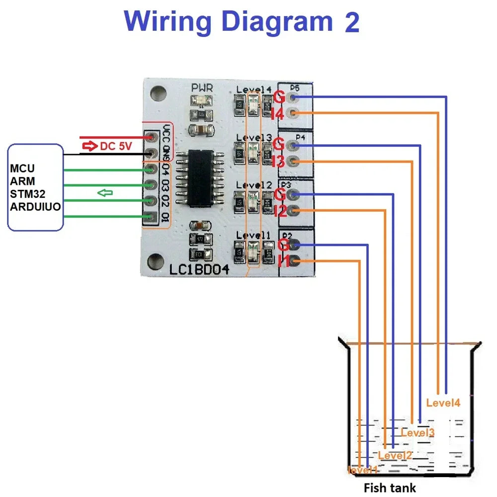 DC 5V 7-12MA 4 Digital Water Liquid Level Indicator Board Controller Sensor Switch Module for Fish tank Water Tower Quake Default Title