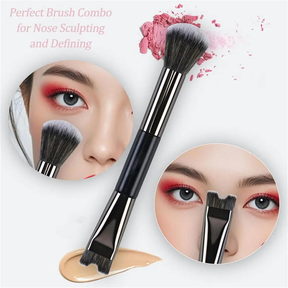 U-Shaped Makeup Brush for Nose Contouring with Dual Ends, Essential Cosmetic Tool Quake