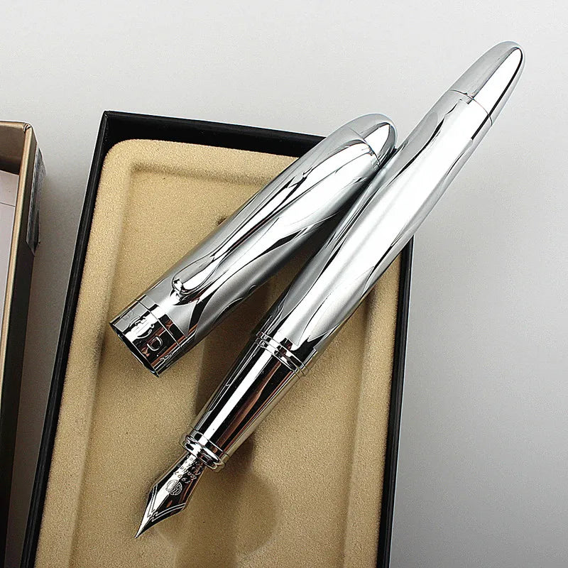 New Silver Engraving Fountain Pen 0.38mm&0.5mm Best Selling Ink Pen Gift High Quality Student Supplies Calligraphy Pens Quake