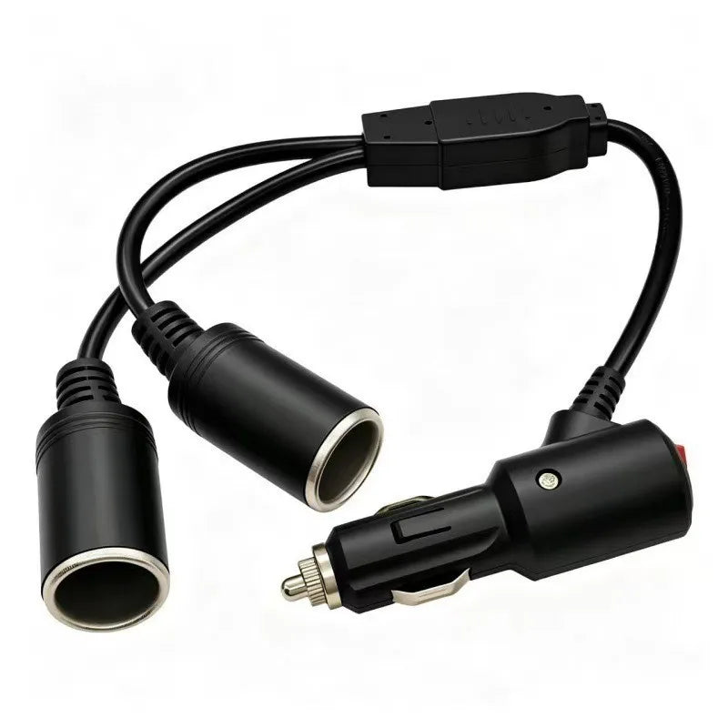 12AWG Pure Black Wire Y‑Type Cigarette Lighter Splitter 1 To 0/1/2/3/4 Adjustable Sockets with On Off Switch Adapter Cable Quake 1 to 2 12AWG 1M