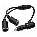 12AWG Pure Black Wire Y‑Type Cigarette Lighter Splitter 1 To 0/1/2/3/4 Adjustable Sockets with On Off Switch Adapter Cable Quake 1 to 2 12AWG 1M