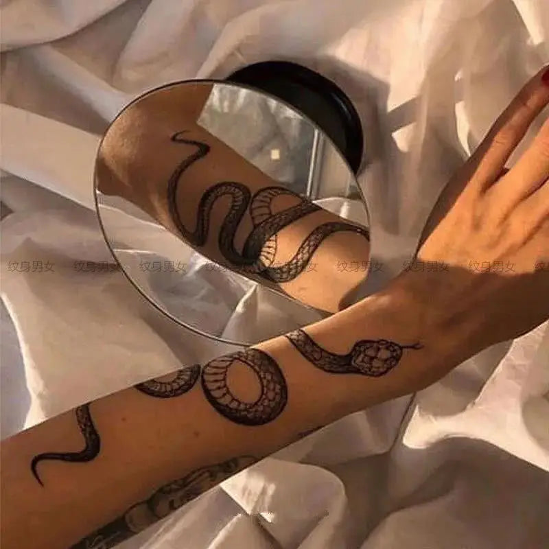 Black Snake Temporary Tattoo Stickers for Women Men Body Waist Lating Waterproof Fake Tattoo Dark Wine Big Size Snake Tattoo New Quake