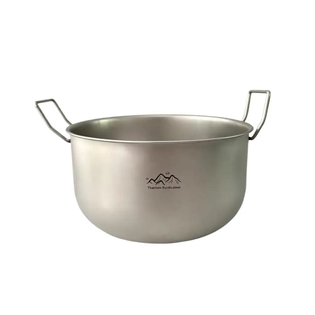Titanium Purified Folding Camping Pot 304 Stainless Steel Antibacterial Outdoor Cookware for Noodles Hot Pot Soup Quake Silvery