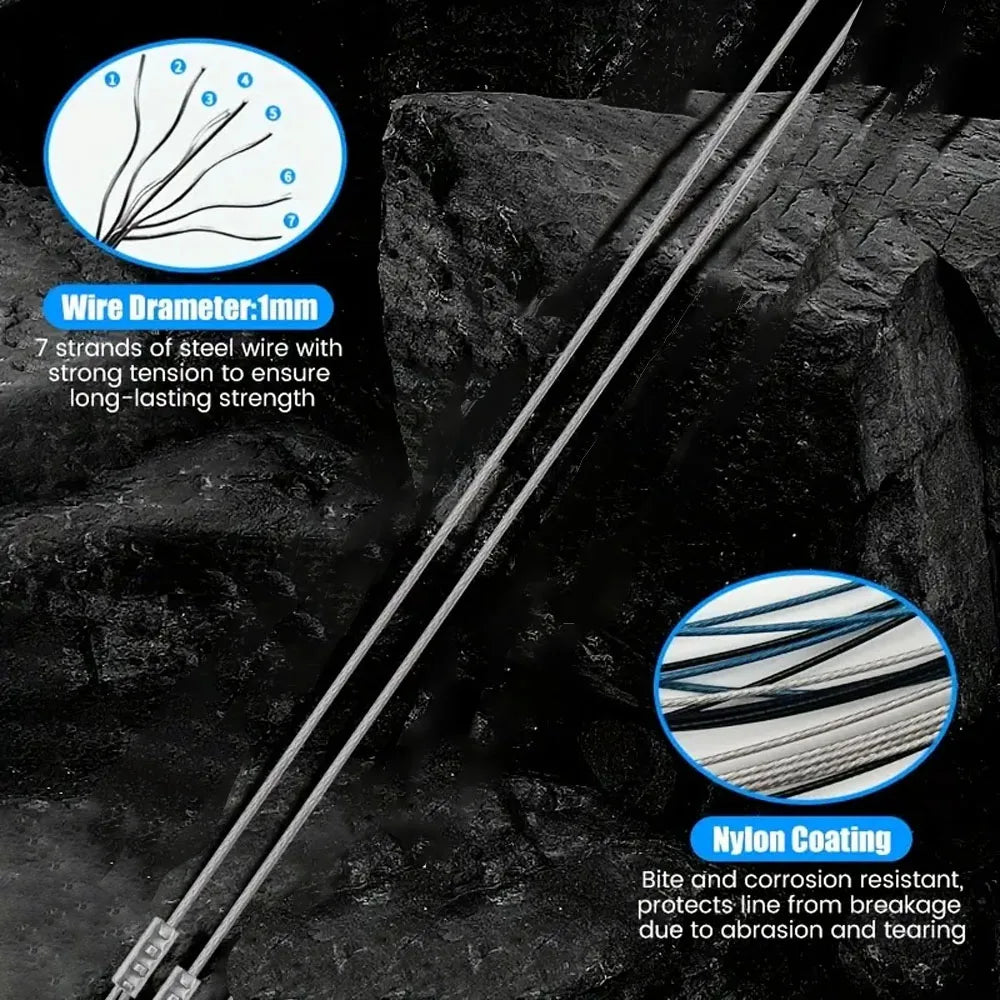Live Bait Double-Hook Fishing Rig with Stainless Steel Line - Heavy-Duty Anti-Tangle Design, Luminous Beads & 2 Hook System, Ult Quake