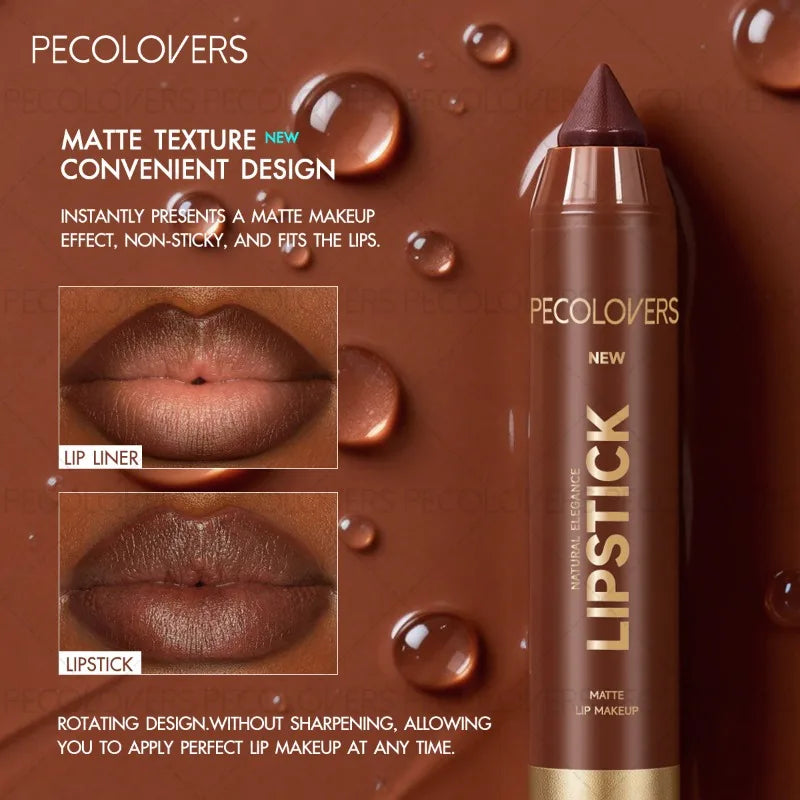 1PC Lip Liner in A Brown Tube, Outlines The Contours of Lips, Creates Plump and Charming Lips, Brown Lipstick, Non-stick Cup Quake