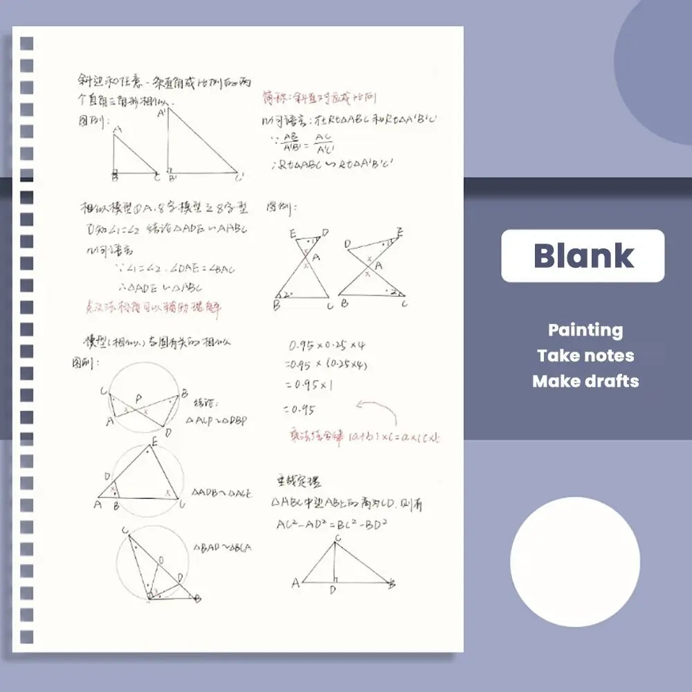 Multifunctional A5/B5/A4 Coil Notebook 80Sheets Grids/Blank/Horizontal Line Spiral Notebook Flip Up Diary Book Students Gift Quake