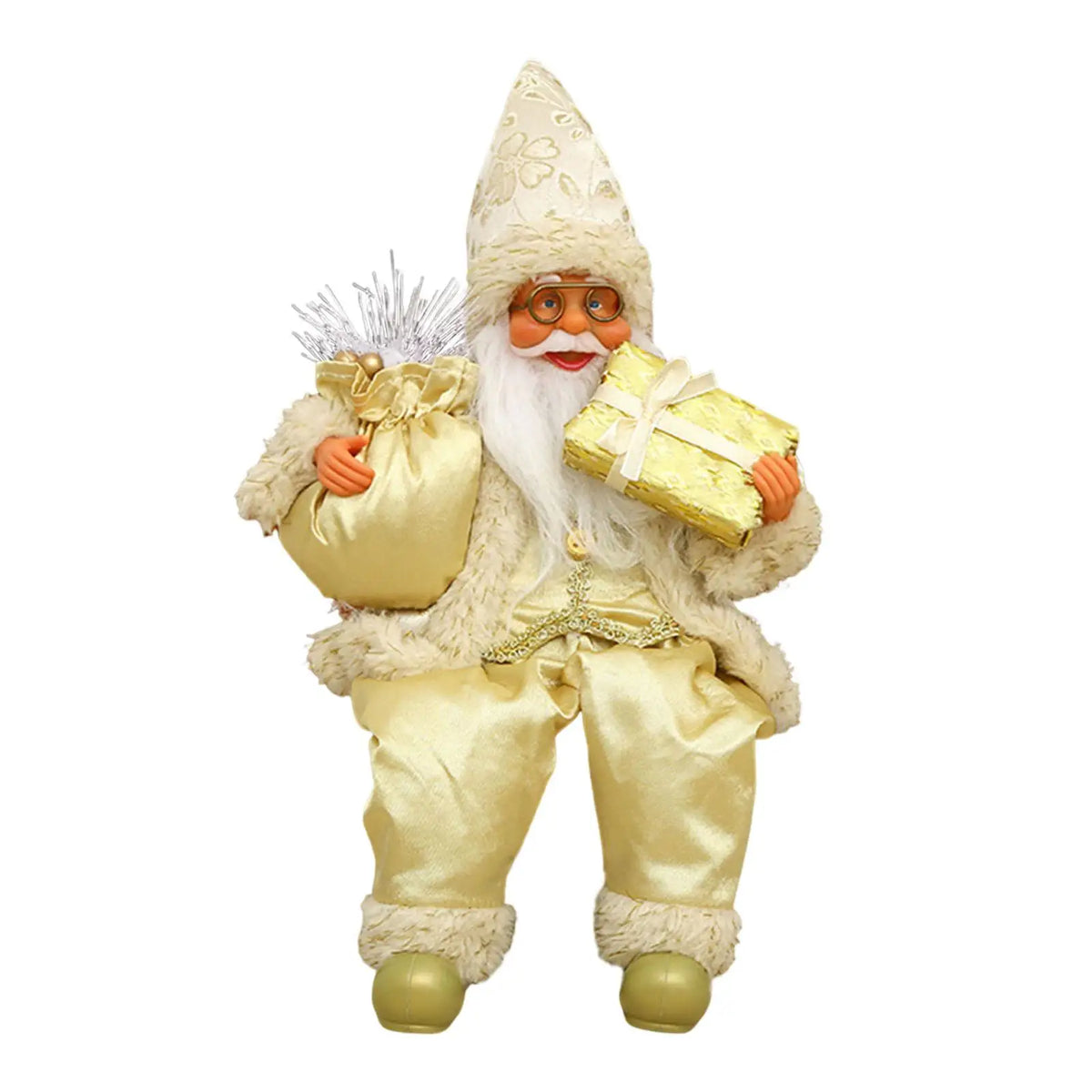 Santa Claus Doll Cute Christmas Decoration for Living Room Desktop Bedroom Quake Gold 21x10x10 cm