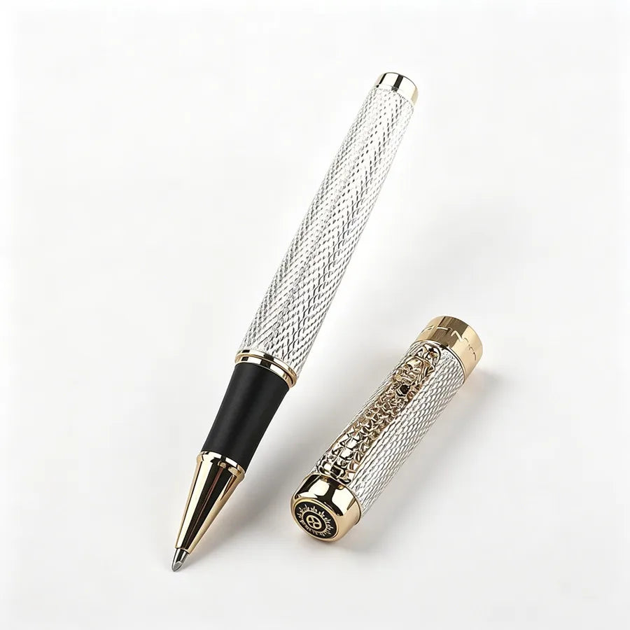 Vintage Engraved JINHAO Metal Roller Pen Luxury Gold Silver Signature Pen High Grade Business Gift Pen for Men Office Stationery Quake 1200-1