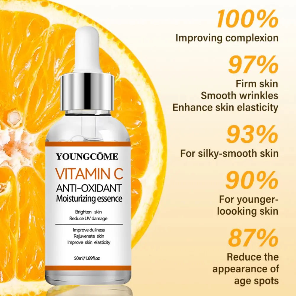 YOUNGCOME Vitamin C Facial Essence Contains Hyaluronic Acid Dark Spot Remover Moisturizing Repair Anti-aging Essence Quake