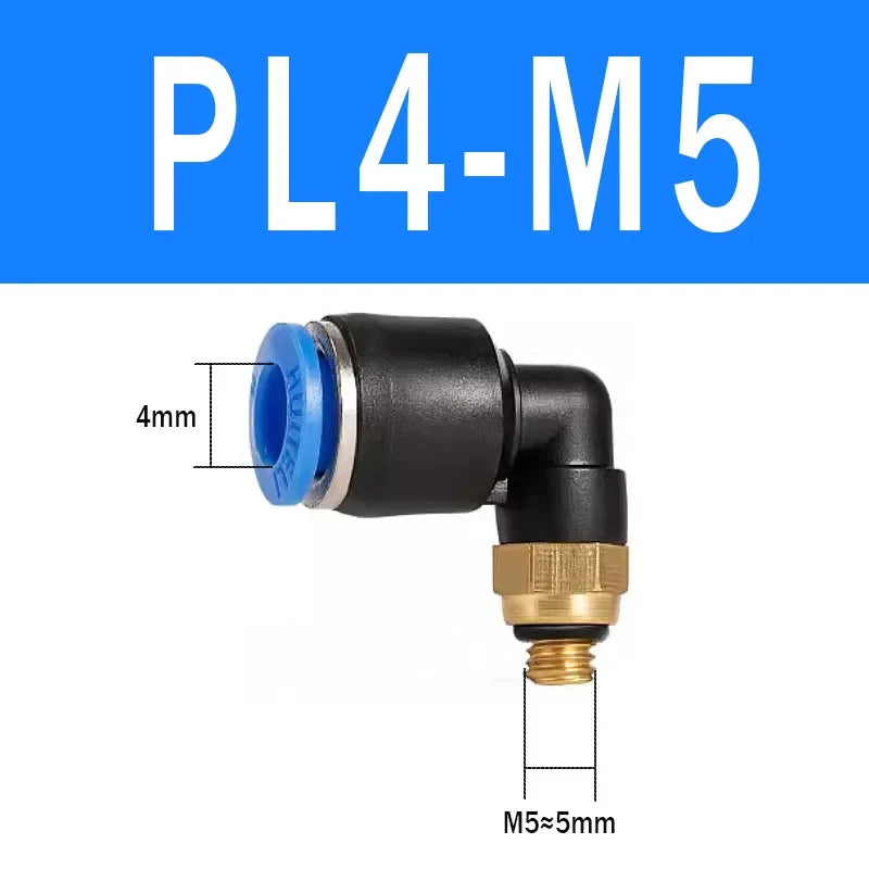 PL Pneumatic Threaded Elbow Quick Connect Fittings – 2 Pack