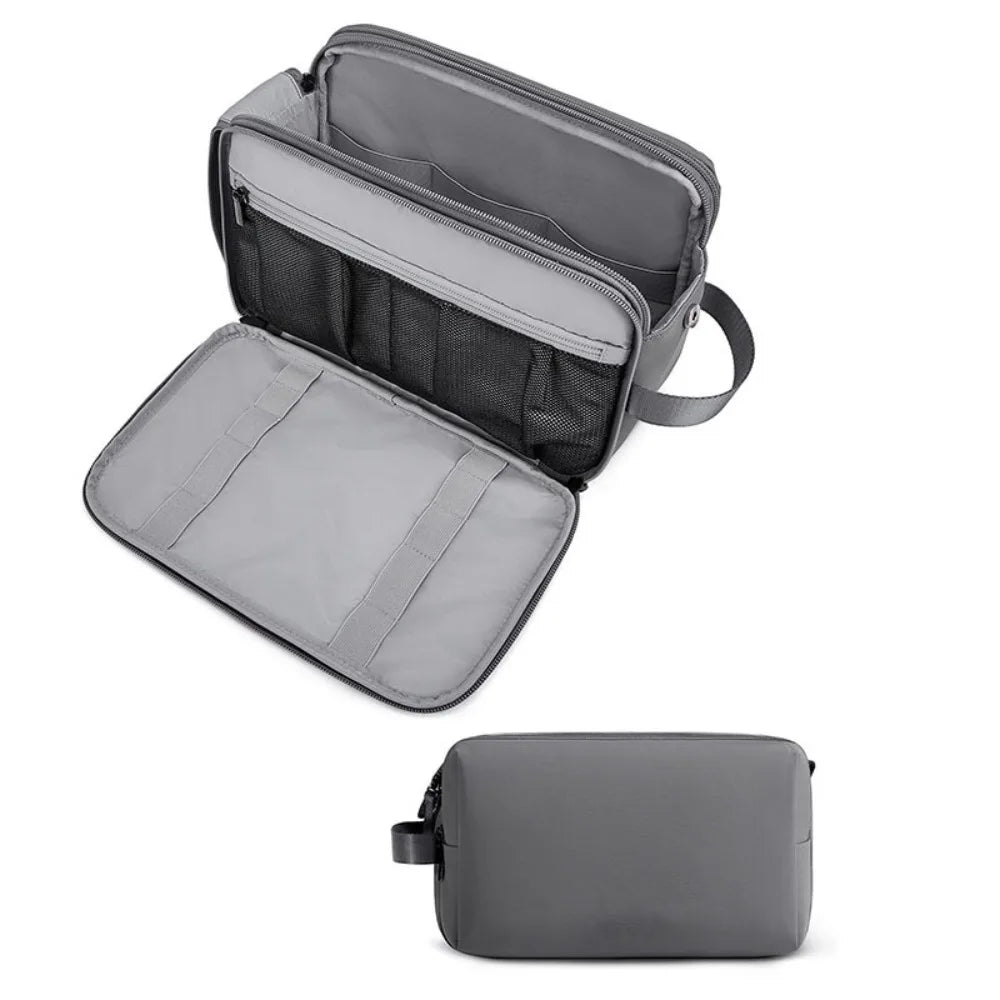 Fashion Waterproof Travel Toiletry Bag Dry Wet Separation Large Capacity Ladies Makeup Bag Women Lightweight Cosmetic Quake Grey