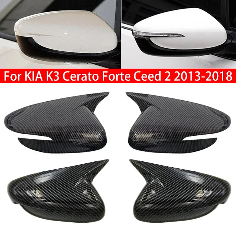 For KIA K3 Cerato Forte Ceed 2 2013-2018 Car Side Mirror Cover Wing Cap Exterior Door Rear View Case Trim Carbon Fiber Sticker Quake