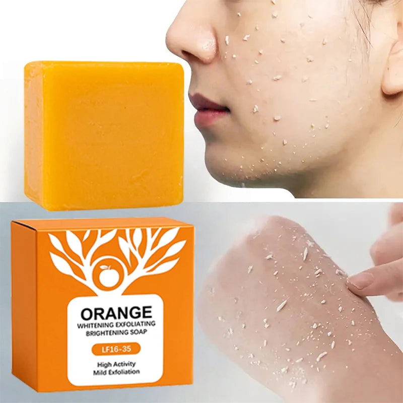 100g Orange Enzymes Mild Exfoliating Brightening Soap Bar,Face Body Gentle Cleansing Hydrating Moisturizing,Smooth Tender Skin Quake Orange Soap 100g