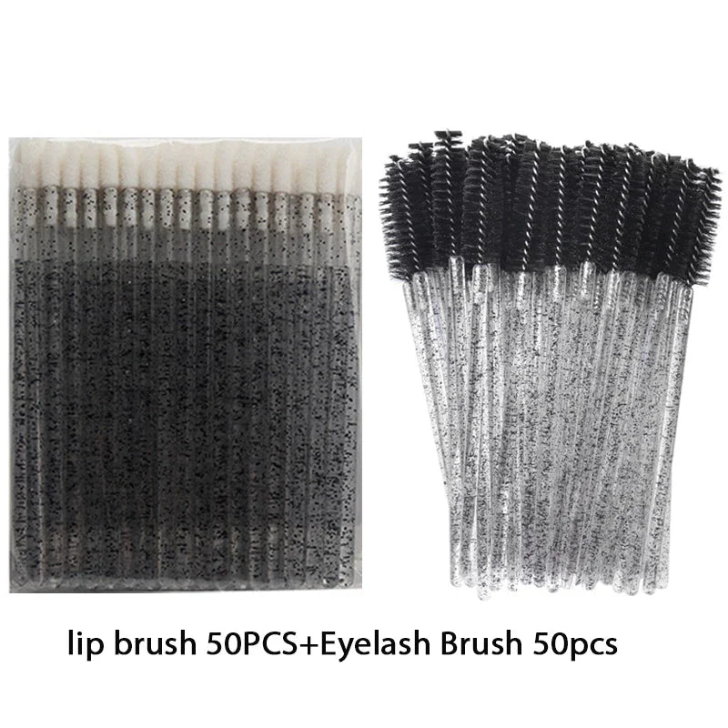 100PCS Extension Set For Eyebrow Eye Brushes Lip Disposable Eyelashes Mascara Wands Applicator Lash Wholesale Makeup Tool Quake 100pcs black Plastic