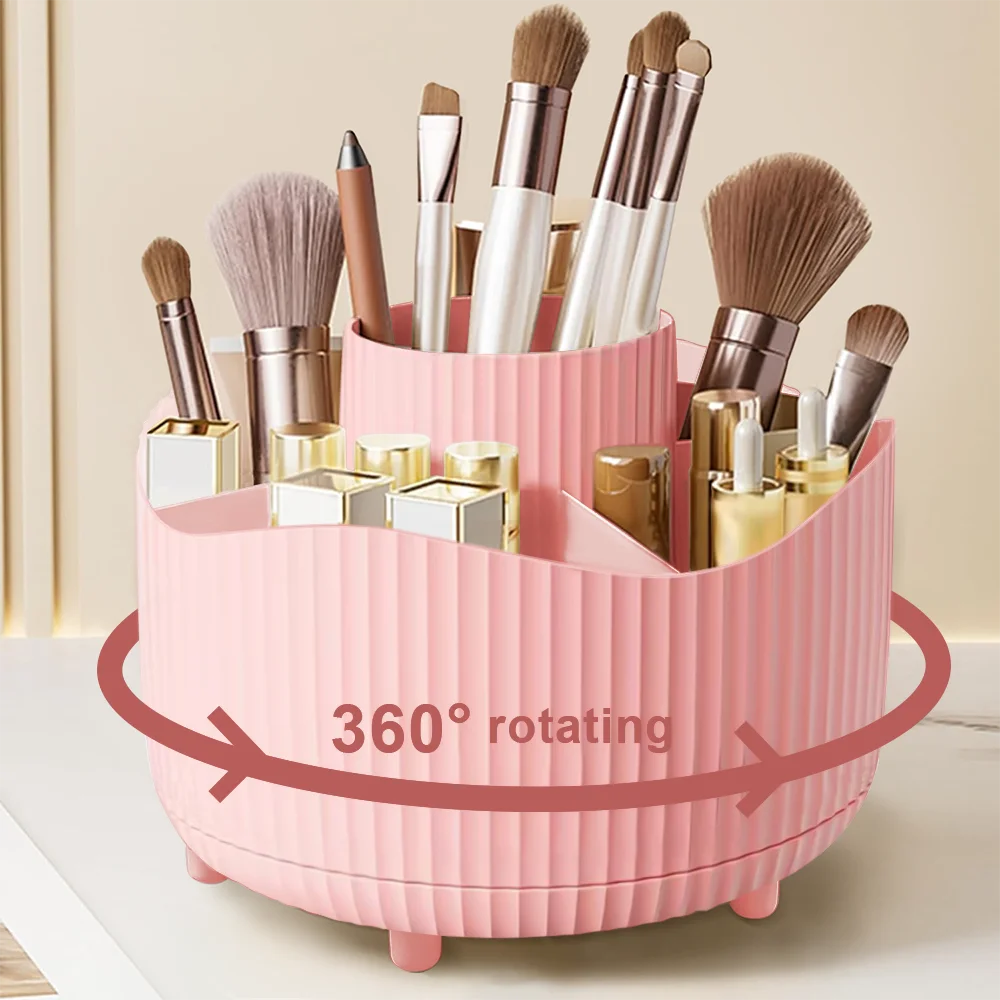 360° Rotate Makeup Brush Holder Organizer, Makeup Organizers Countertop, Makeup Organization and Skincare Storage for Vanity Quake NE-360PK