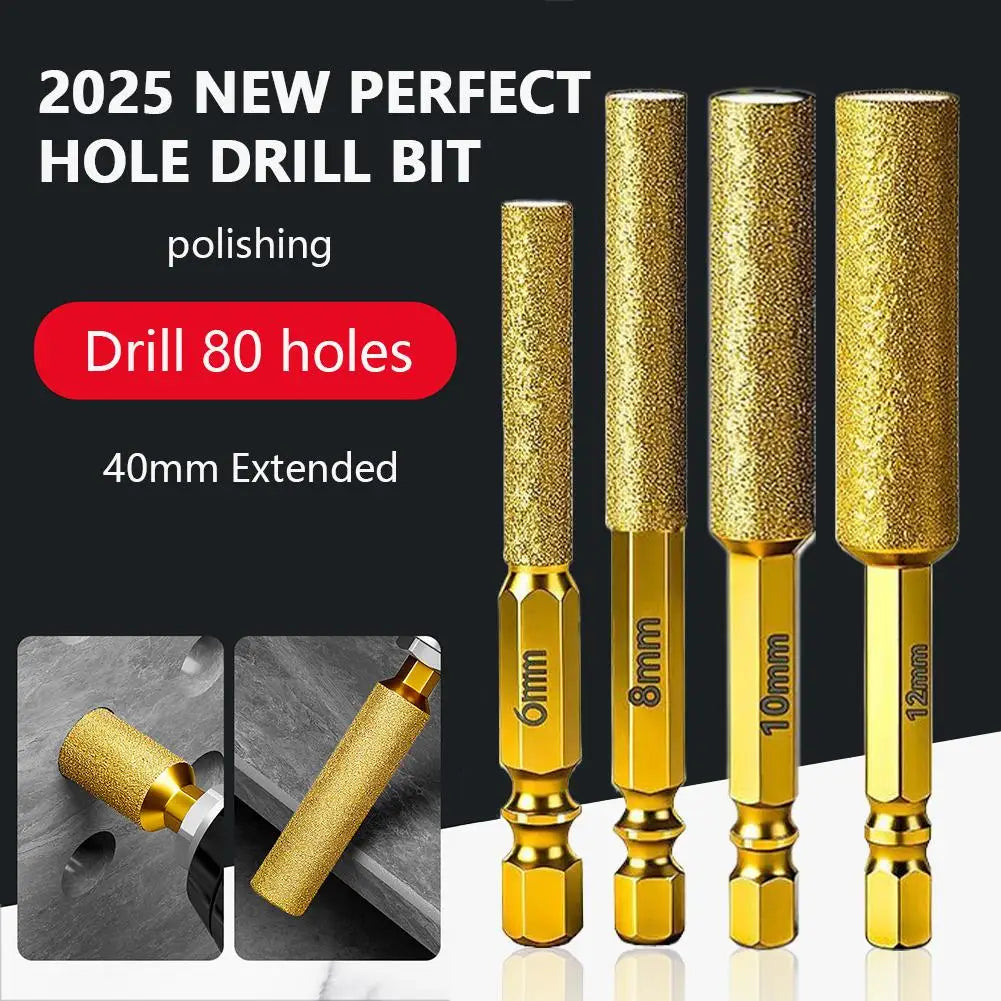 Hex Shank Dry Drill Bit 2-in-1 Glass & Stone Drilling and Grinding Tool, All-in-One Hole Saw and Grinding Head for Tile, Marble Quake
