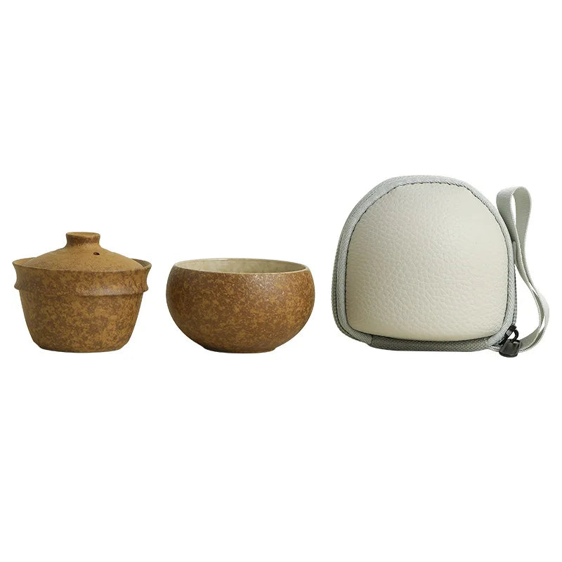 Portable teapot travel tea set for one person to drink quick cup one pot one cup outdoor camping style single kung fu tea cup Quake