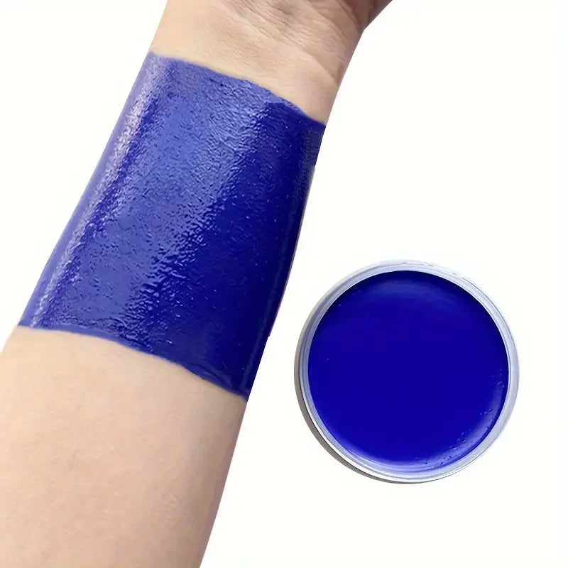 White Black Red Face Body Paint,Adult Oil Body Paint Set,FX Clown Vampire Skeleton Role Play Halloween Makeup with 6 Brushes Quake Blue