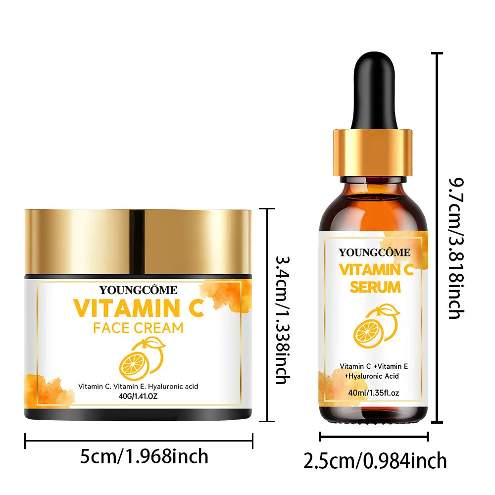 Vitamin C Facial Essence Cream Whitening Brightening Anti-Wrinkle Nourishing Redness Relief Moisturizing Face Serum Skin Care Quake 40ml 40g
