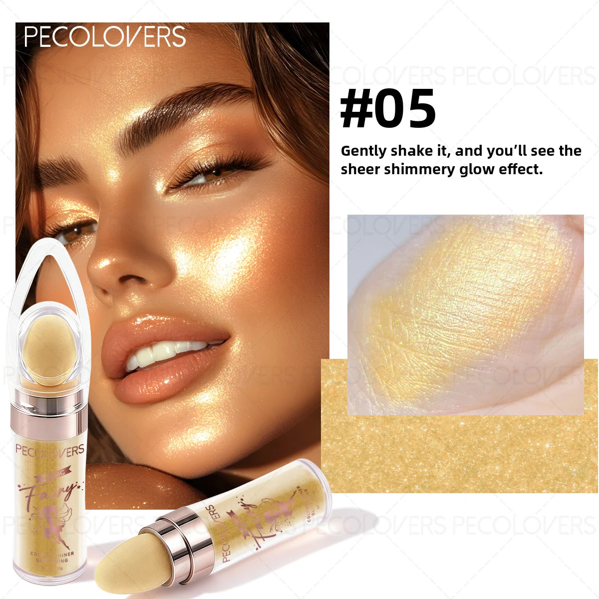 Magic Shine Highlight Pat Powder, Face & Full Body Highlight Brightening Natural Three-dimensional Contouring Blush Quake 05