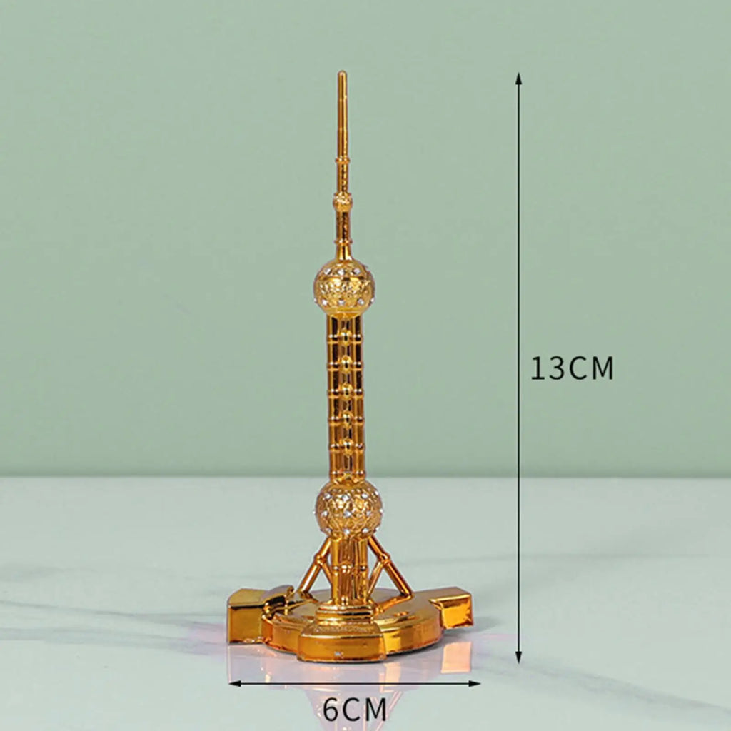 Oriental Pearl Tower Architectural Famous Miniature Famous Landmark Alloy Model for Wedding Bedroom Housewwarming Home Friend Quake