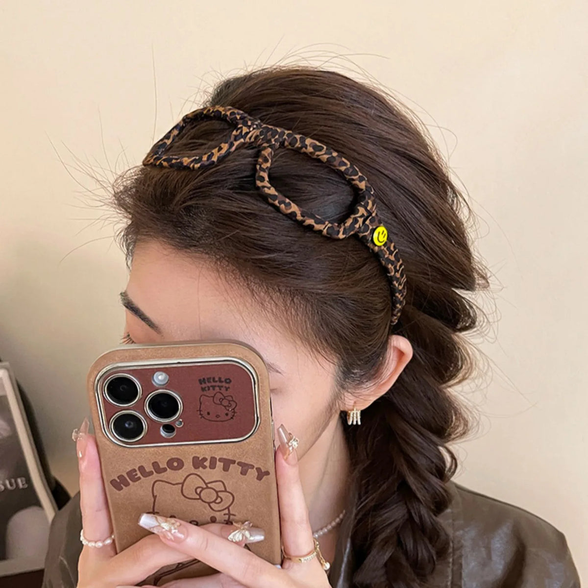 Korean Style Leopard Print Glasses Headband Simple Fashion Beauty Headband Women Girls Versatile Headband for Outgoing Traveling Quake