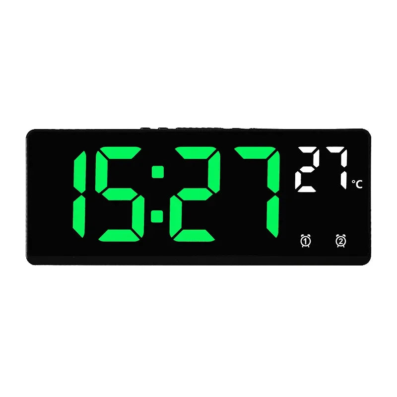 Voice Control Digital Alarm Clock Temperature Dual Alarm Snooze Desktop Table Clock Night Mode 12/24H LED Digital Clock Desk Quake green