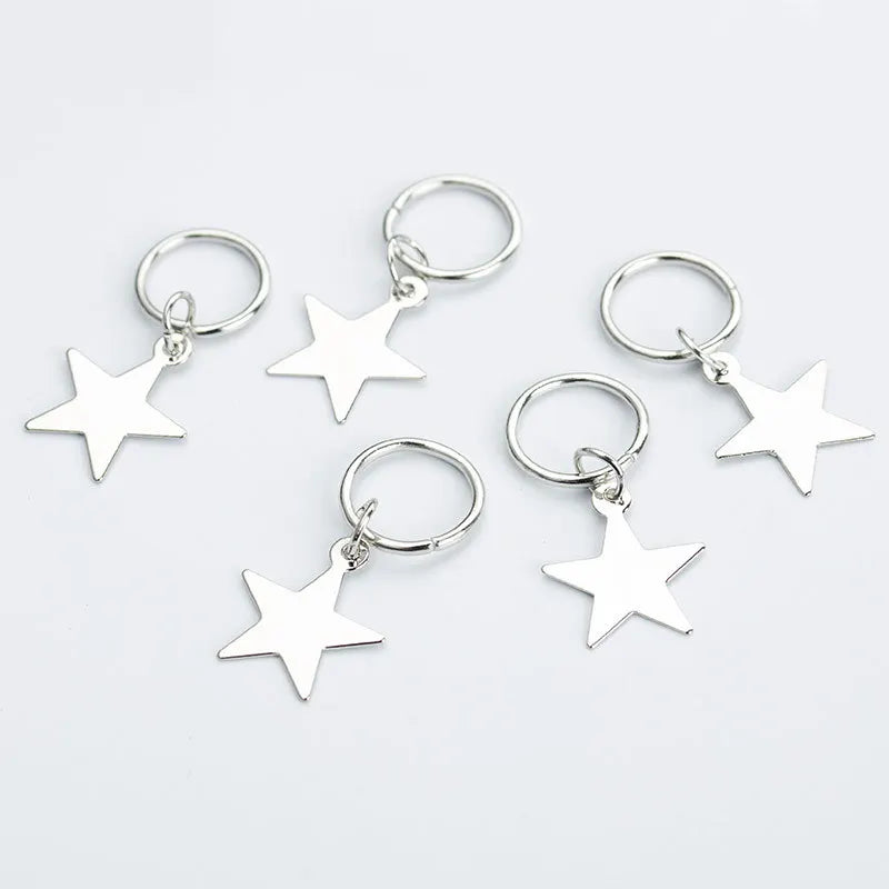Star Dreadlock Beads Cuffs & Rings 5-Pack | Braid Hair Jewelry