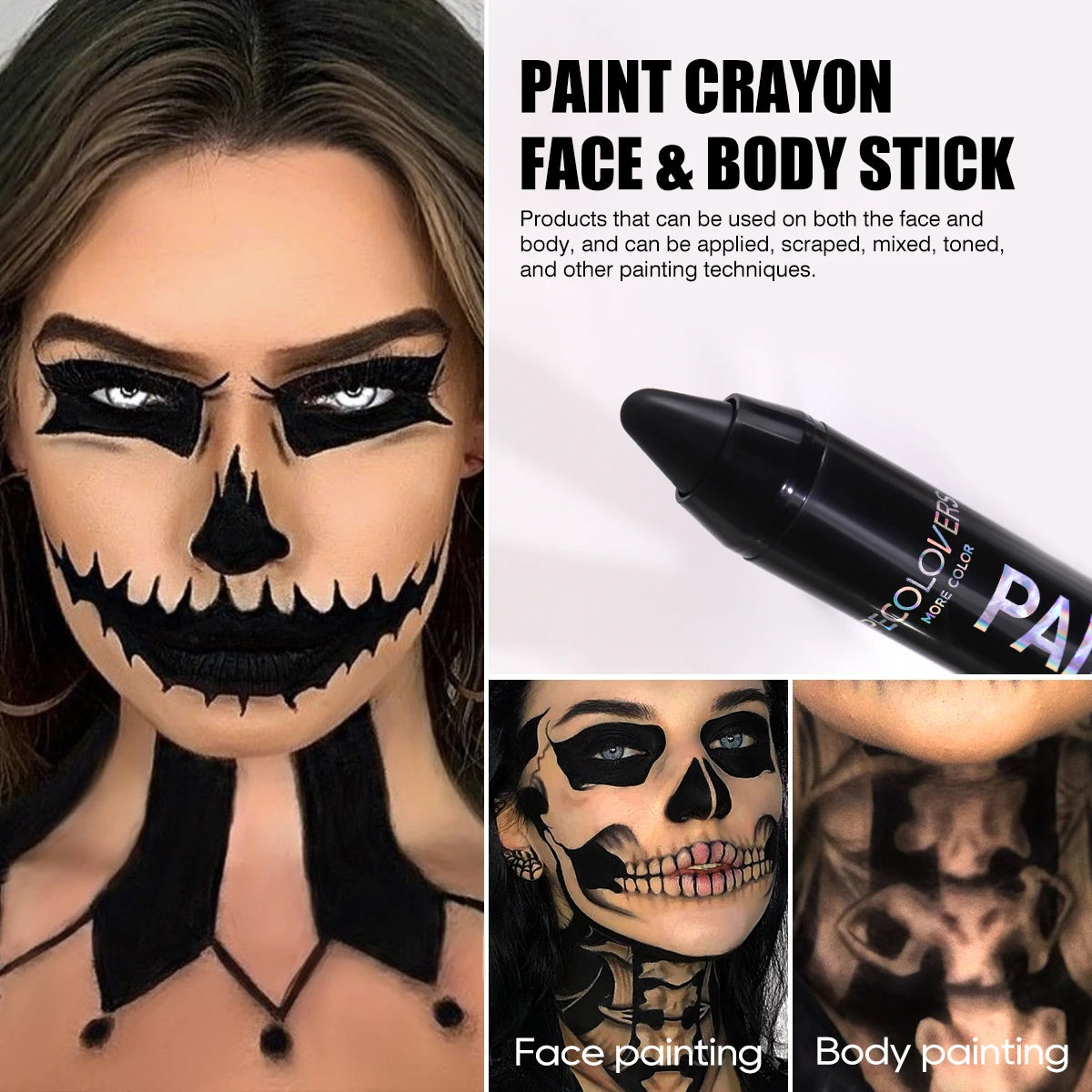 12 Pcs Colored Face Makeup Crayon Pen, Suitable for All Art Forms and Creativity High Rendering, Available on Face and Body Quake