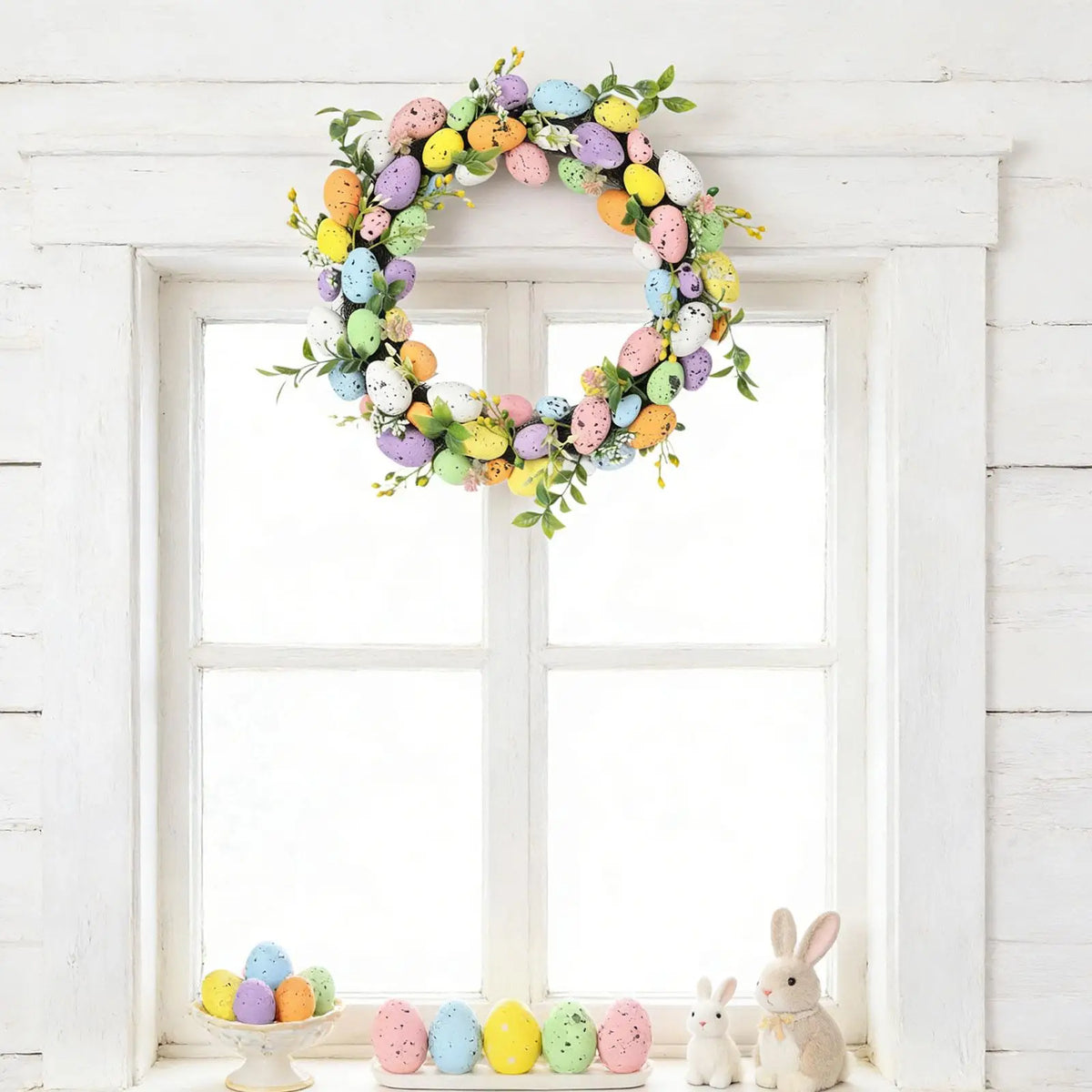 Spring Door Wreath Artificial Floral Easter Garland for Home Window Holiday Party Decor Indoor Outdoor Decorative Pendant Quake Default Title