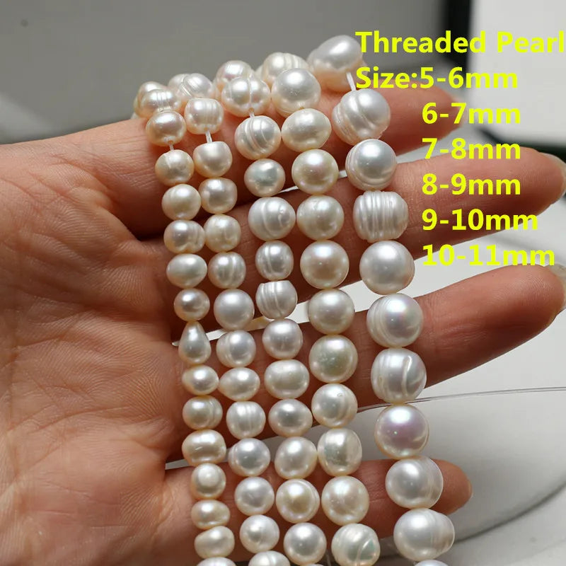 Threaded Pearl Natural Freshwater Pearl For Jewelry Making DIY Necklace Earrings Bracelet Accessory Length 18cm Quake