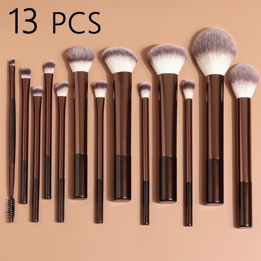 13 pcs Makeup Brush Set, Dense Bristles, Aluminum Alloy Handle, Suitable for All Skin Types Quake 13 PCS
