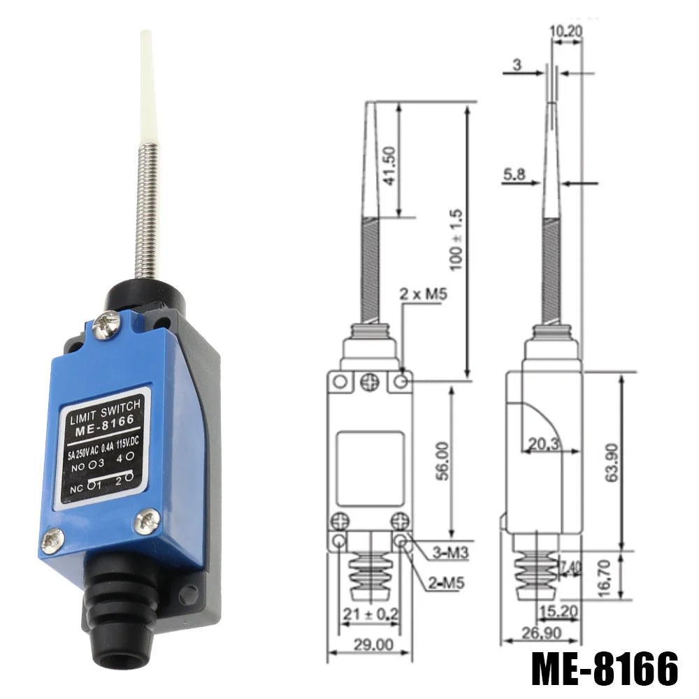 ME-8104 ME-8107 ME-8108 ME-8111 ME-8112 ME-8166 -8169 Limit Switch Rotary Adjustable Roller Lever Arm Travel Switch AC250V NO NC Quake ME-8166