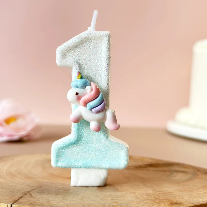 Cartoon Unicorn Digital Candle Birthday Candle Party Festival Cake Decoration Atmosphere Props Quake