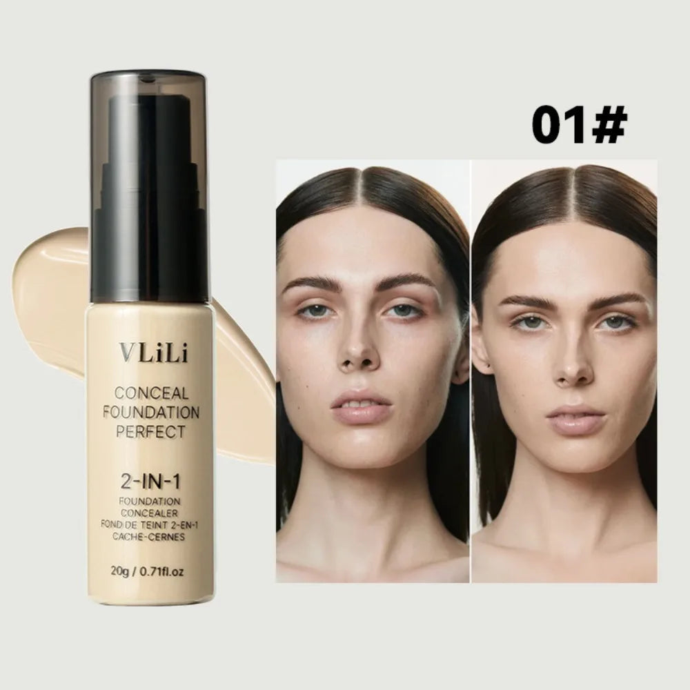 New Waterproof Liquid Foundation Oil-Control Full Coverage Face Foundation Cream Sweat Proof Matte Foundation Concealer Cream Quake 01