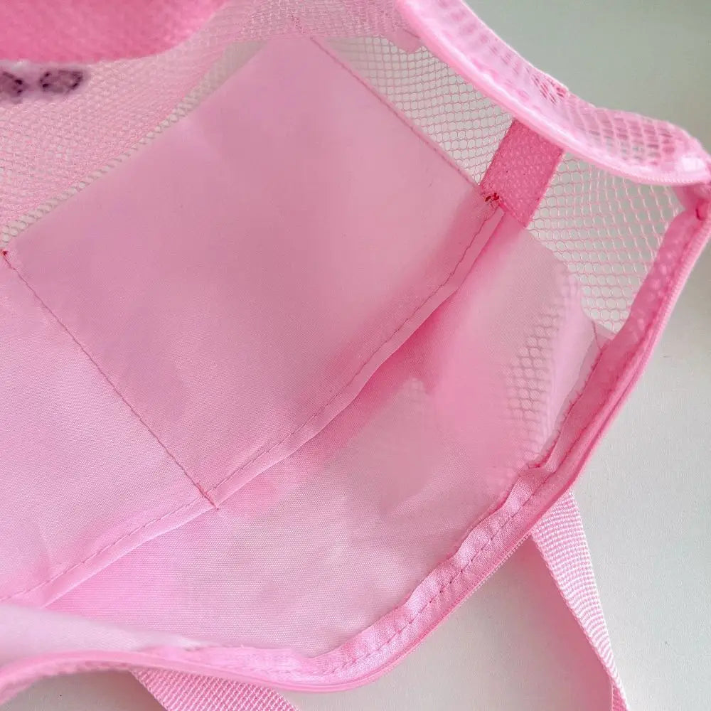 Portable Large Capacity Mesh Wash Bag Breathable Foldable Beach Handbags Cute Swimming Storage Bag Quake
