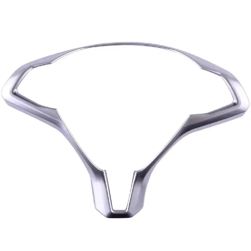 For Tesla Model X and Model S 2016-2021 ABS Carbon Fiber Style Inner Car Steering Wheel Panel Cover Trim Frame Decor Silver ABS Quake Silver