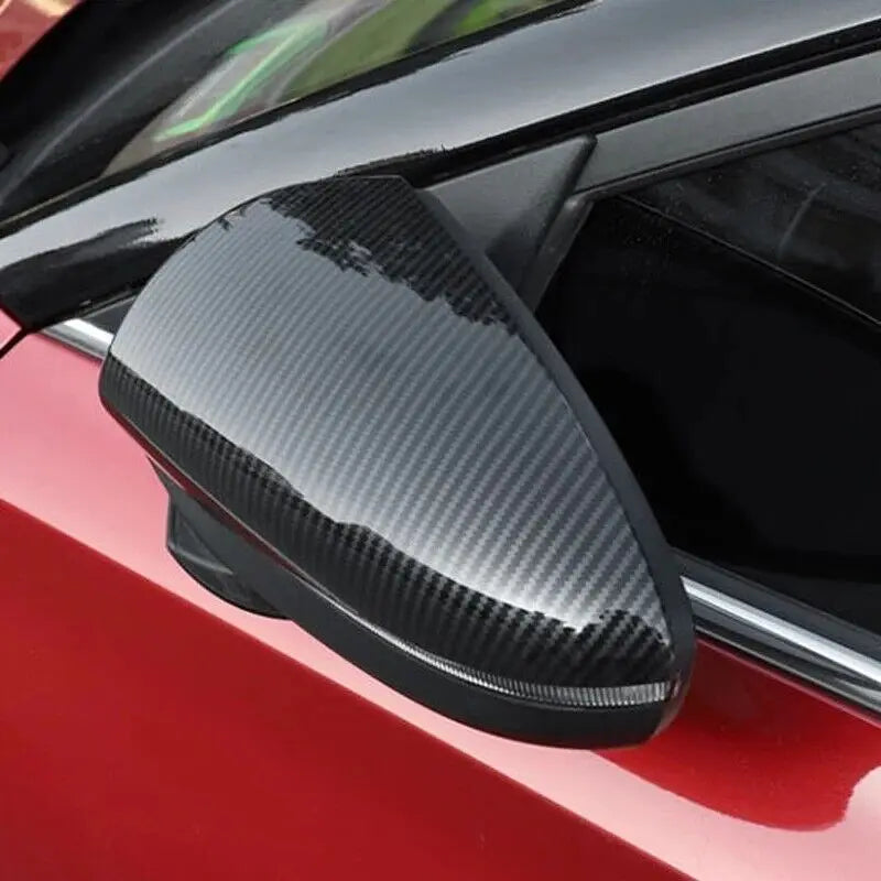 Carbon Fiber Look Horn Style Side Mirror Cover Overlay Cap For Hyundai i20 i20N Bayon Lafesta 2020-2023 Stick On Pair Quake