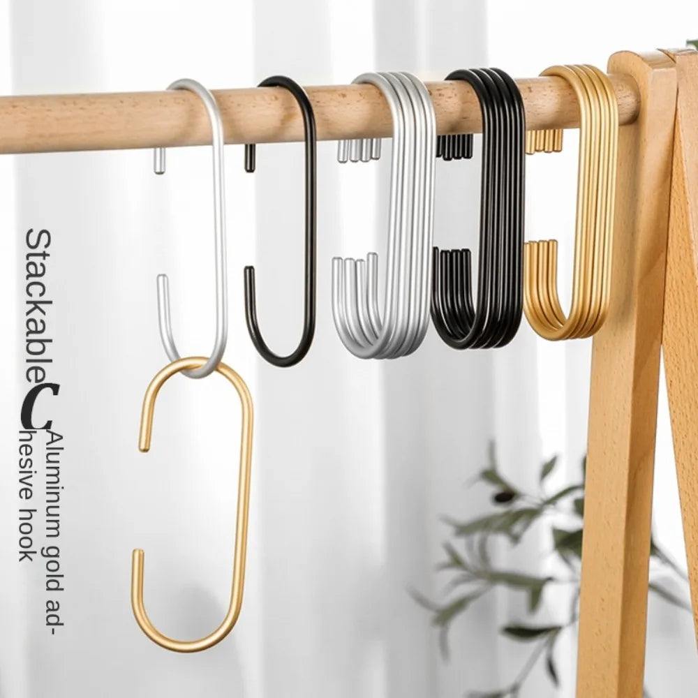 C-Shape Hook 5pcs Hanging Scarf Rack Clothes Bag Hanger Closet Organizer S Shaped Drying Hooks Multifunction Storage Hangers Quake