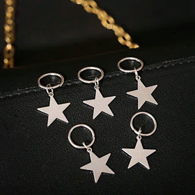 5-Piece Dreadlock Braid Beads Rings – Silver & Gold Hair Accessories
