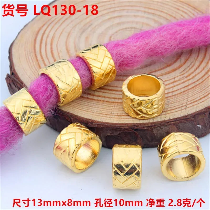 African Braiding Hair Rings Vintage Spiral Braids Hair Styling Tools Accessories Silver Gold Beads for Hair Braids Dreadlock Quake 5pcs LQ130-18