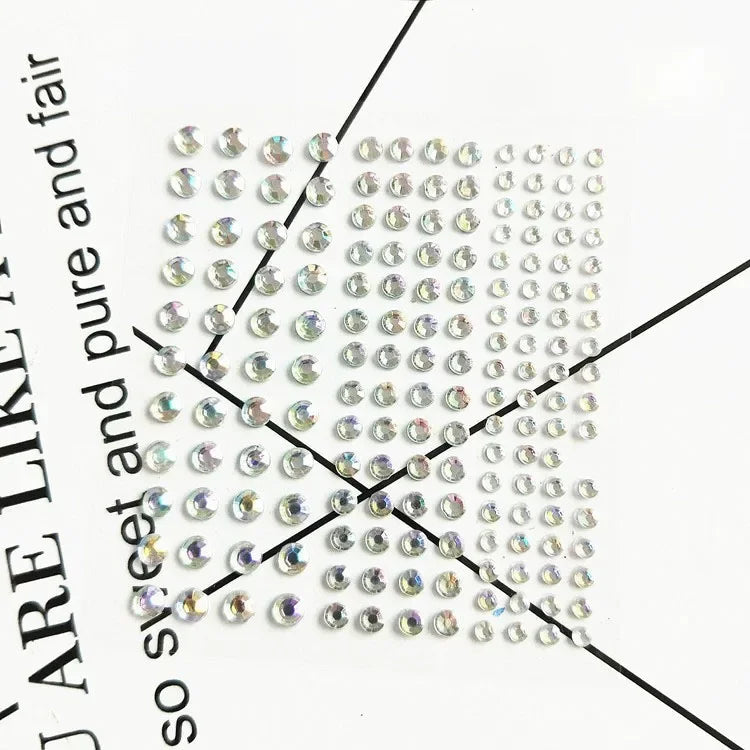 1 Pcs Waterproof Rhinestones Tattoo Stickers DIY Disposable Makeup Decoration Face Eyes Body Jewelry Colored Crystal Stickers Quake D