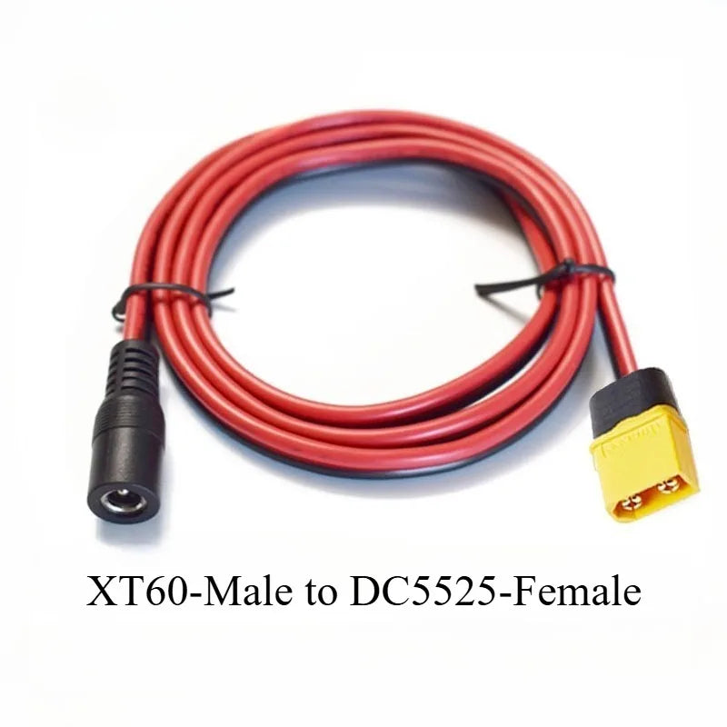 12AWG XT60 to DC 5521/5525MM Male/Female Head Connector Cable High-power Solar Panel Outdoor Power Charging Adapter Wire Quake XT60-M to DC5525-F 12AWG 0.5M