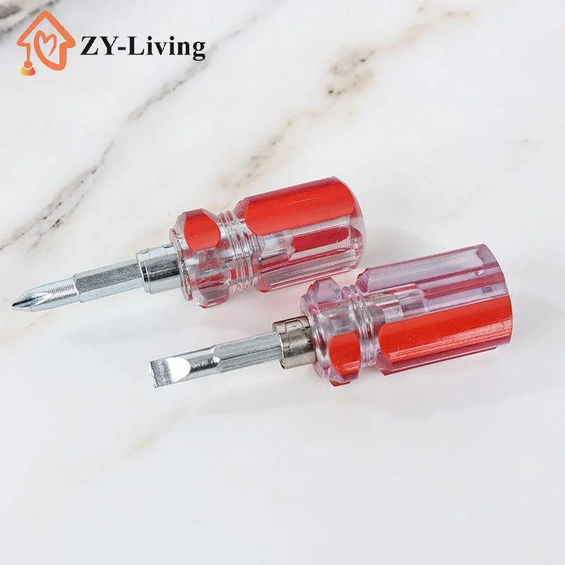 2Pcs Screwdriver Transparent Head Mini Small Portable Radish Head Handle With Flat Head Slotted Cross Repair Hand Tool Quake