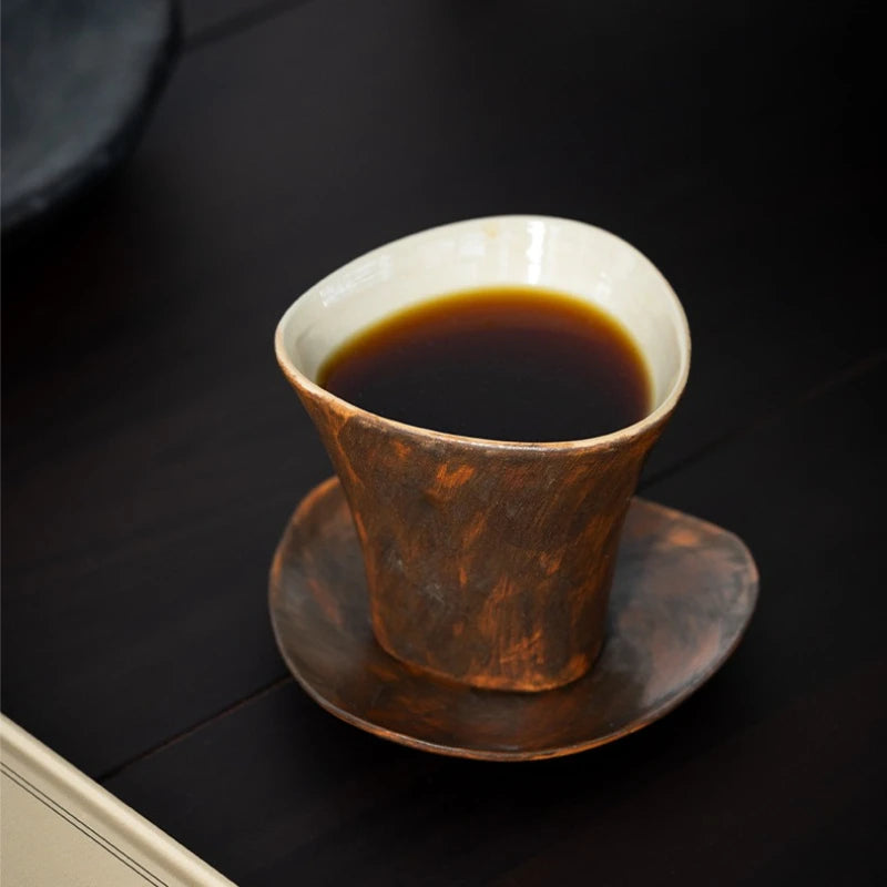 Vintage Kiln Change Ceramic Coffee Cup Irregular Shaped Mug European American Style Unique Afternoon Tea Water Cup Quake
