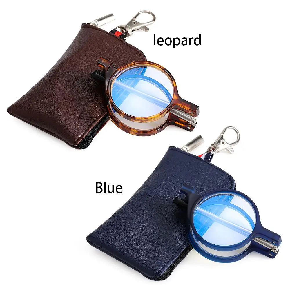 Mini Compact Reading Glasses for Women Men Portable Folding Presbyopia Eyeglasses Readers Eyewear with Fashion PU Leather Case Quake