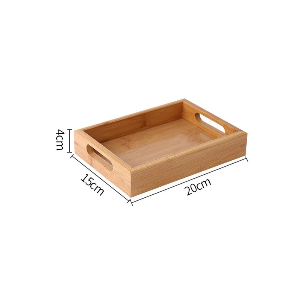 New Rectangular Storage Tray household Solid Wood Tea Tray Bamboo Water Cup Plate Home Living Room Quake 20-15-4cm